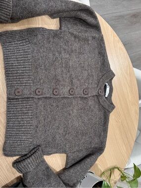 Zara Chocolate Brown Button-Up Wool Blend Cardigan